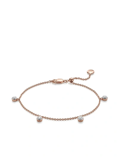 Monica Vinader Rose Gold Plated Vermeil Silver Fiji Tiny Diamond Button Bracelet