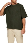 Topman Textured Oversize Pocket T-shirt In Olive