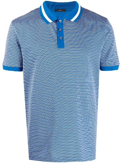 Hugo Boss Waffle-knit Cotton-blend Polo Shirt In Blue
