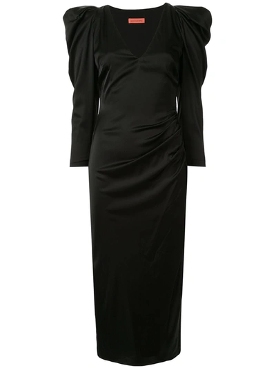 Manning Cartell Puff Shoulder Side Slit Dress In Black