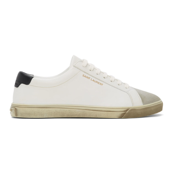 Saint Laurent Andy Distressed Suede-trimmed Leather Sneakers In 9668bloppar | ModeSens