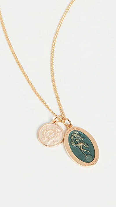 Miansai Fortuna Pendant Necklace In Gold/teal