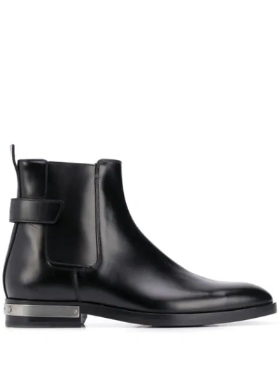 Balmain Pete Low Heels Ankle Boots In Black Leather In Noir