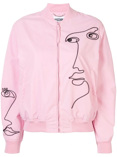 Moschino Windbreaker With Cornely Embroidery In Pink