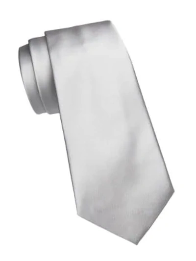 Emporio Armani Solid Silk Tie In Silver