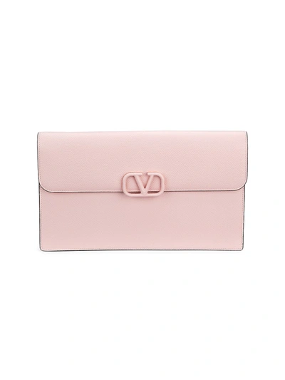 Valentino Garavani Large Vsling Leather Pouch In Pale Rose