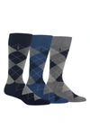 Polo Ralph Lauren 3-pack Argyle Socks In Navy/ Grey Heather