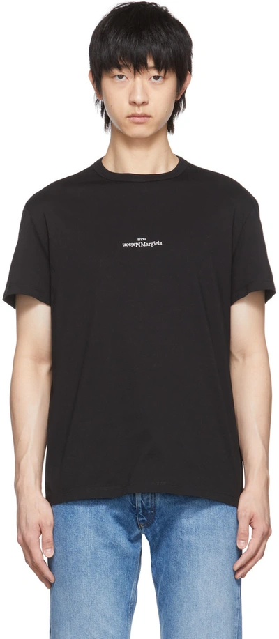 Maison Margiela Logo-embroidered Cotton-jersey T-shirt In Black