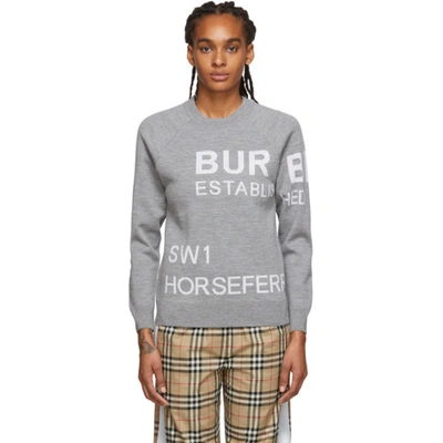 Burberry Horseferry Intarsia Merino Wool Blend Sweater In Grey Melang
