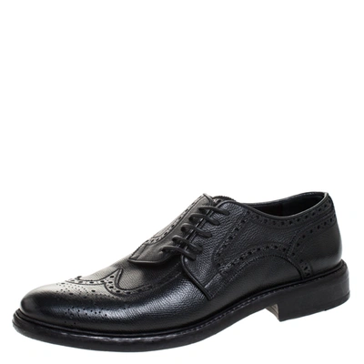 Pre-owned Burberry Black Brogue Leather Rayford Derby Size 43