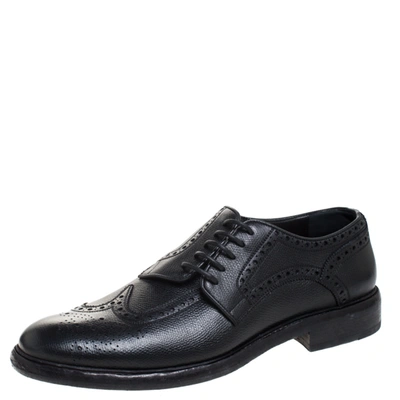 Pre-owned Burberry Black Brogue Leather Rayford Derby Size 44