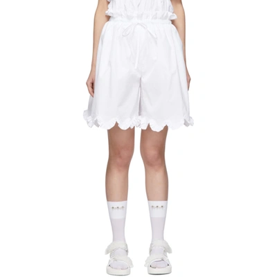Cecilie Bahnsen Ruffle Detail Cotton Shorts In White