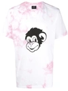 Ps By Paul Smith Cotton Tie-dyed Monkey Graphic Tee In Pink