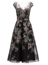 Teri Jon By Rickie Freeman Embroidered Tulle Cocktail Dress In Black Pink