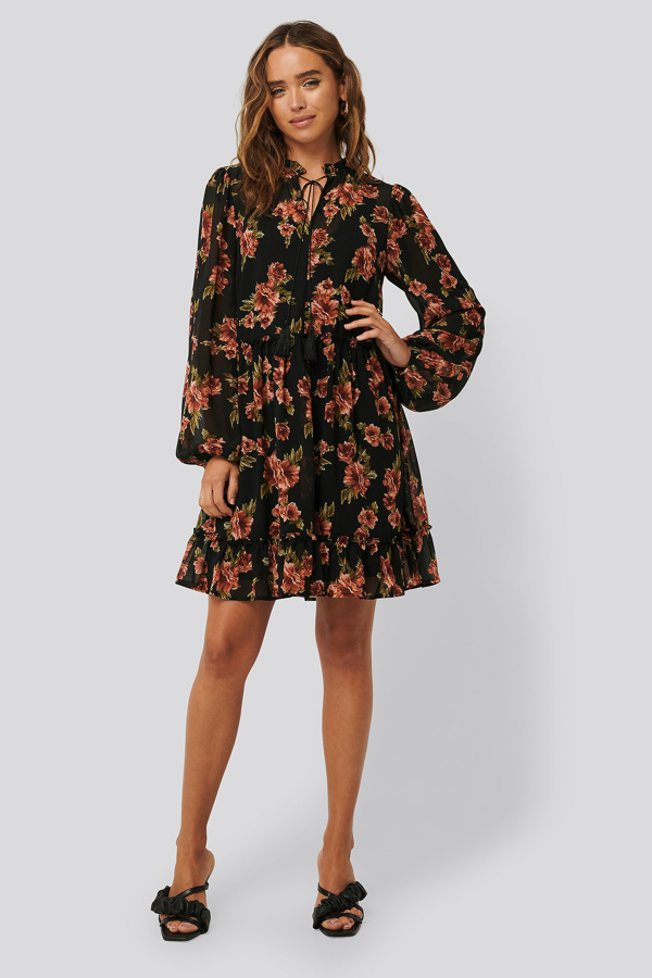 red flowy mini dress
