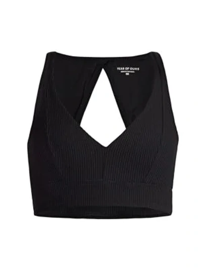 Years Of Ours Victoria Ribbed Sports Bra In Black