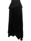 A.w.a.k.e. Asymmetric Draped Pleated Chiffon And Crepe Midi Skirt In Black