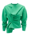 A.w.a.k.e. Gathered-sleeve Asymmetric Top In Green