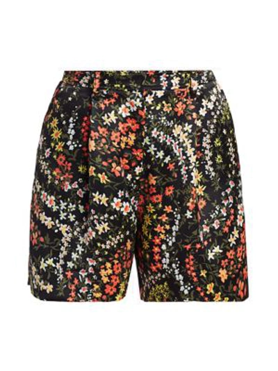 Atm Anthony Thomas Melillo Floral Printed Satin Shorts In Black Mult