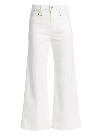 Paige Jeans Genevieve High-rise Flare Expose-button Jeans In Crisp White