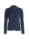 Majestic Lightweight Knit Linen Blazer In Marine