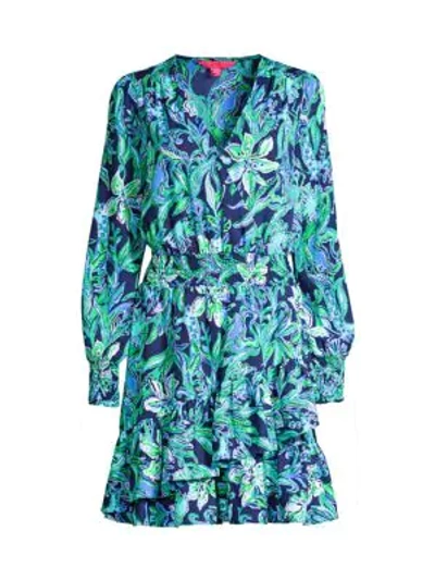 Lilly Pulitzer Cristiana Smocked Dress In High Tide