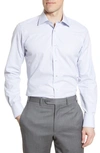 David Donahue Trim Fit Stripe Dress Shirt In White/blue