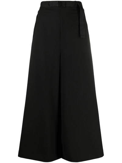 Y-3 Wide Leg Cropped Trousers In Black