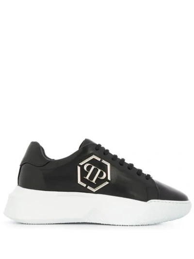 Philipp Plein Men's Shoes Leather Trainers Sneakers Statement In Black