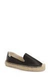 Soludos Leather Slip-on Espadrille Smoking Slipper Flats In Black Leather