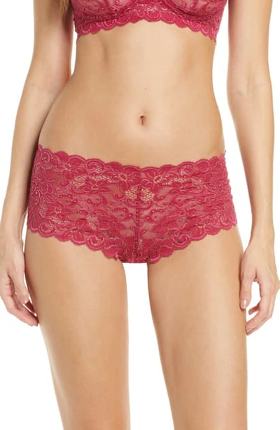 Hanro Luxury Moments Boy-leg Lace Briefs In Barberry