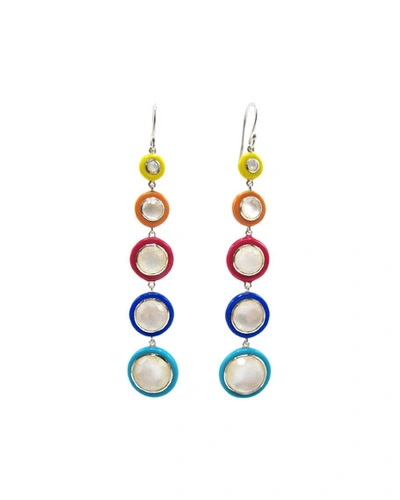 Ippolita Lollipop Carnevale 5-drop Earrings In Sterling Silver With Mother-of-pearl Doublets And Ceramics In Rainbow