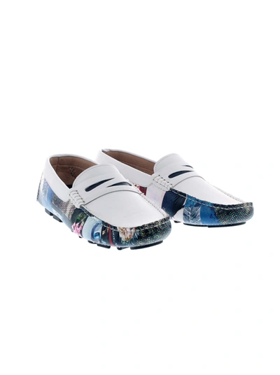 Robert Graham Men's Haryanto Printed Leather Penny Drivers In White