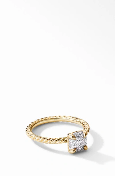 David Yurman Chatelaine Ring In 18k Yellow Gold With Full Pave Diamonds