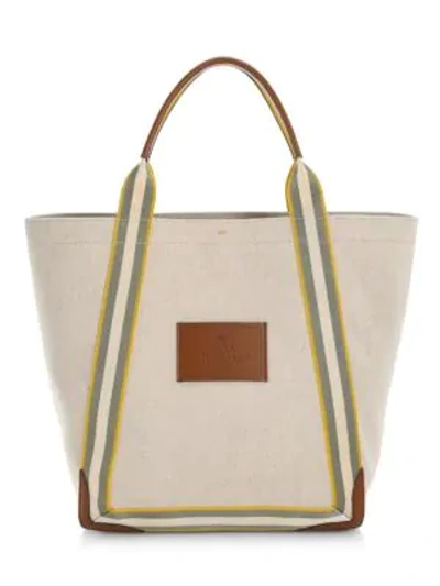 Anya Hindmarch Leather-trimmed Canvas Tote In Natural