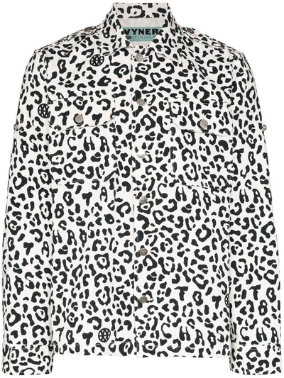 Vyner Articles Leopard Print Cotton Shirt In White