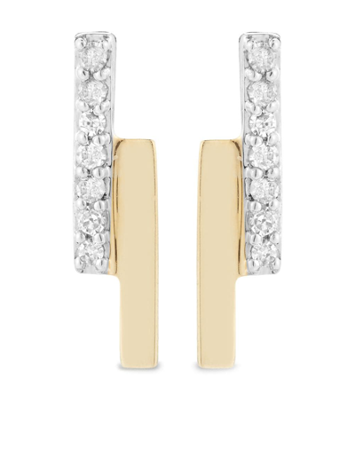 Mateo 14kt Yellow Gold Diamond Bar Bypass Stud Earrings In Yellow Gold,white Diamonds