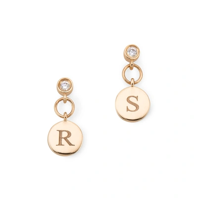 Sophie Ratner Diamond Charm Stud Earrings In Yellow Gold/white Diamond