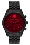 Michael Kors Lexington Bracelet Chronograph Watch, 45mm X 54mm In Black/ Red/ Black