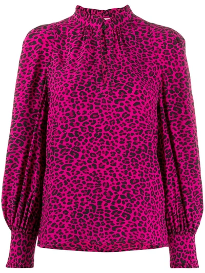 Zadig & Voltaire Titus Leopard-print Crepe Shirt In Framboise
