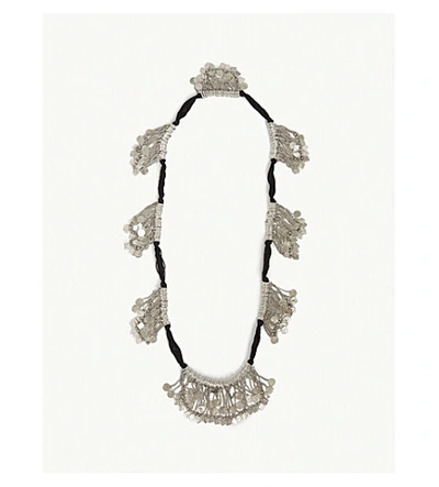 Saint Laurent Beaded Tassel Necklace In Argent