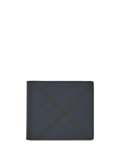 Burberry London Check Bifold Wallet In Blue