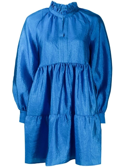 Stine Goya Jasmine Blue Taffeta Mini Dress