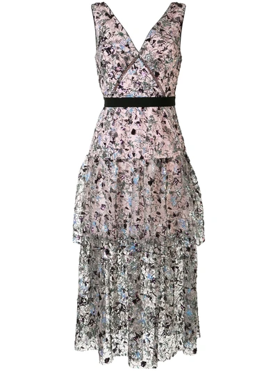 Self-portrait Constellation Sequin-embellished Tulle Midi Dress In Multicolour