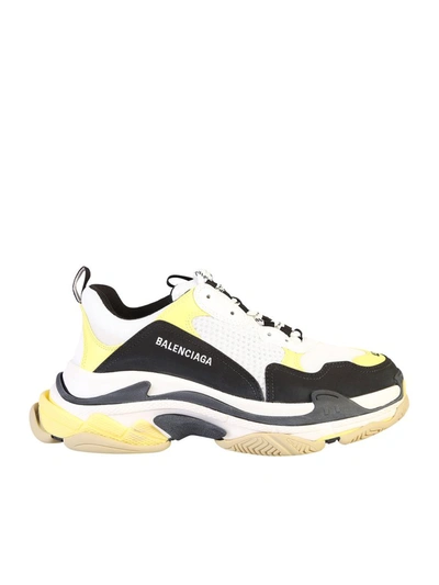 Balenciaga Triple S White Mesh And Nubuck Sneakers In Black And Other
