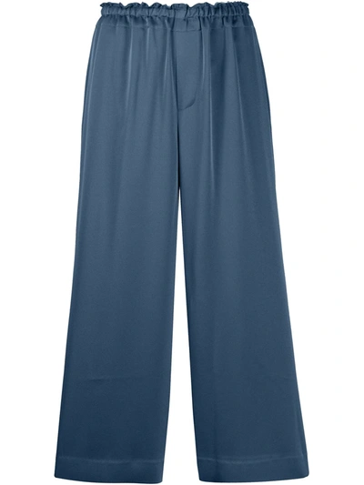 Vince Cropped Wide-leg Trousers In Indigo Blue