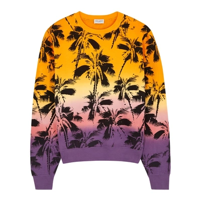 Saint Laurent Printed Cotton-jersey Sweatshirt In Multicoloured