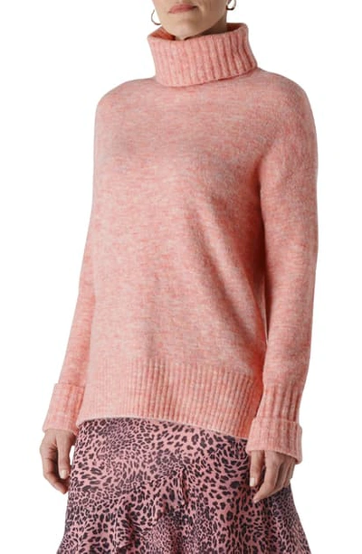 Whistles Ribbed Turtleneck Knit Sweater In Pale Pink
