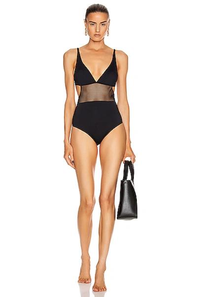 Stella Mccartney Mesh Insert One-piece Swimsuit In Black