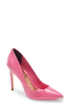 Ted Baker Izbell Pointed Toe Pump In Bright Pink Patent Leather